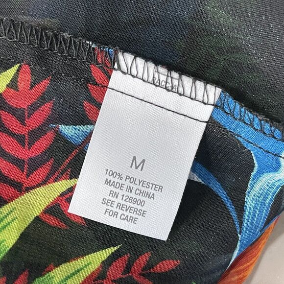 Roz & Ali Medium Top Floral 3/4 Balloon Sleeves Button-Up Sheer Tie-Front Multi - Picture 9 of 10